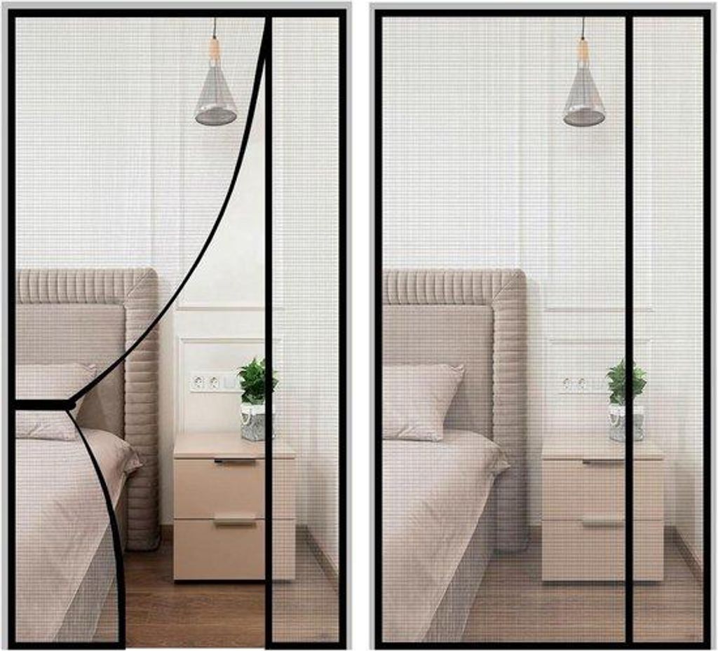 Schwarzes Insektenschutz-Vorhang für Balkone - Selbstklebend - 80x225cm