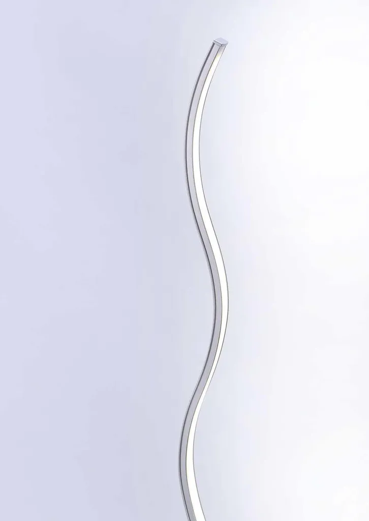 Lampadaire Design Vague Argenté avec LED Intégrées 120cm - Forme Incurvée - 6