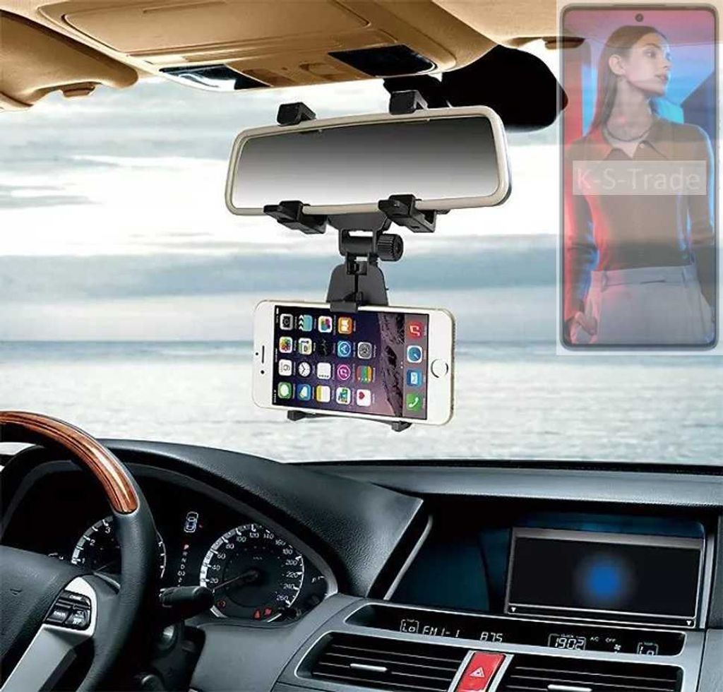 K-S-Trade Smartphone Halterung kompatibel mit Tecno Camon 20 Pro Rückspiegel Halterung schwarz Auto Halterung KFZ Halter