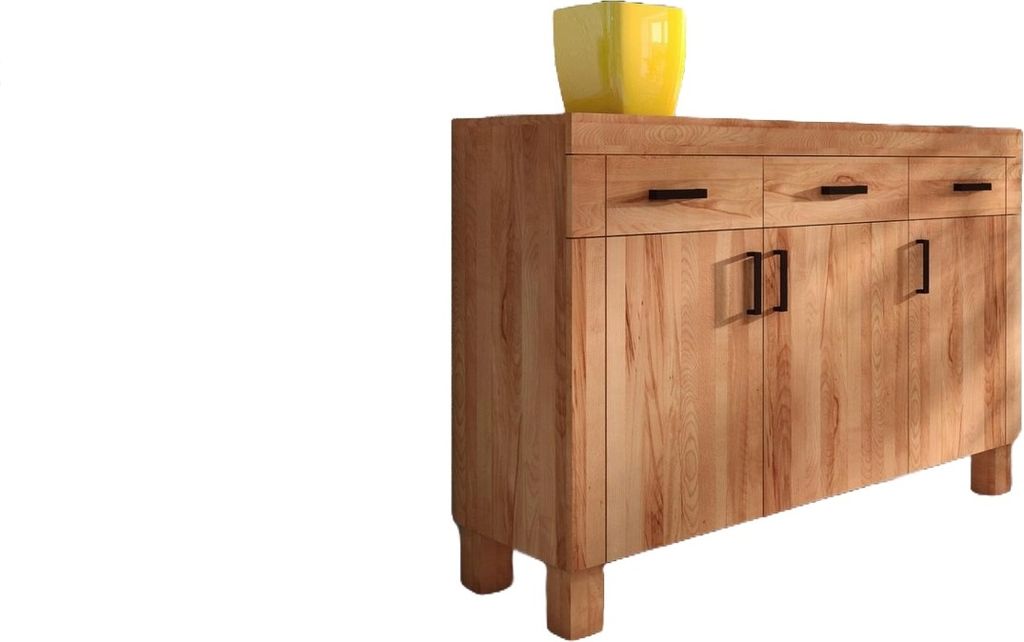 Kommode Ringo aus Kernbuche massiv 158x45x105 mit 3 Türen und 3 Schubladen