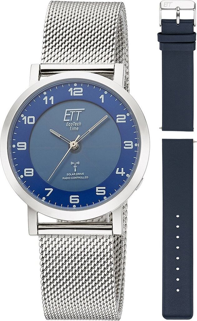 ETT Eco Tech Time ELS-11617-32MS Funk-Solar Damenuhr Atacama Edelstahl mit 2 Bändern 1
