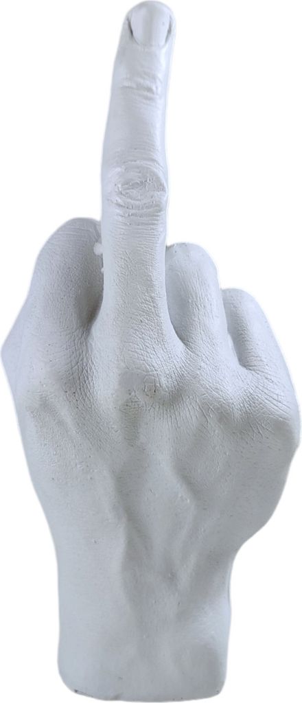 Mittelfinger Dekofigur - Stinkefinger Skulptur in Weiß