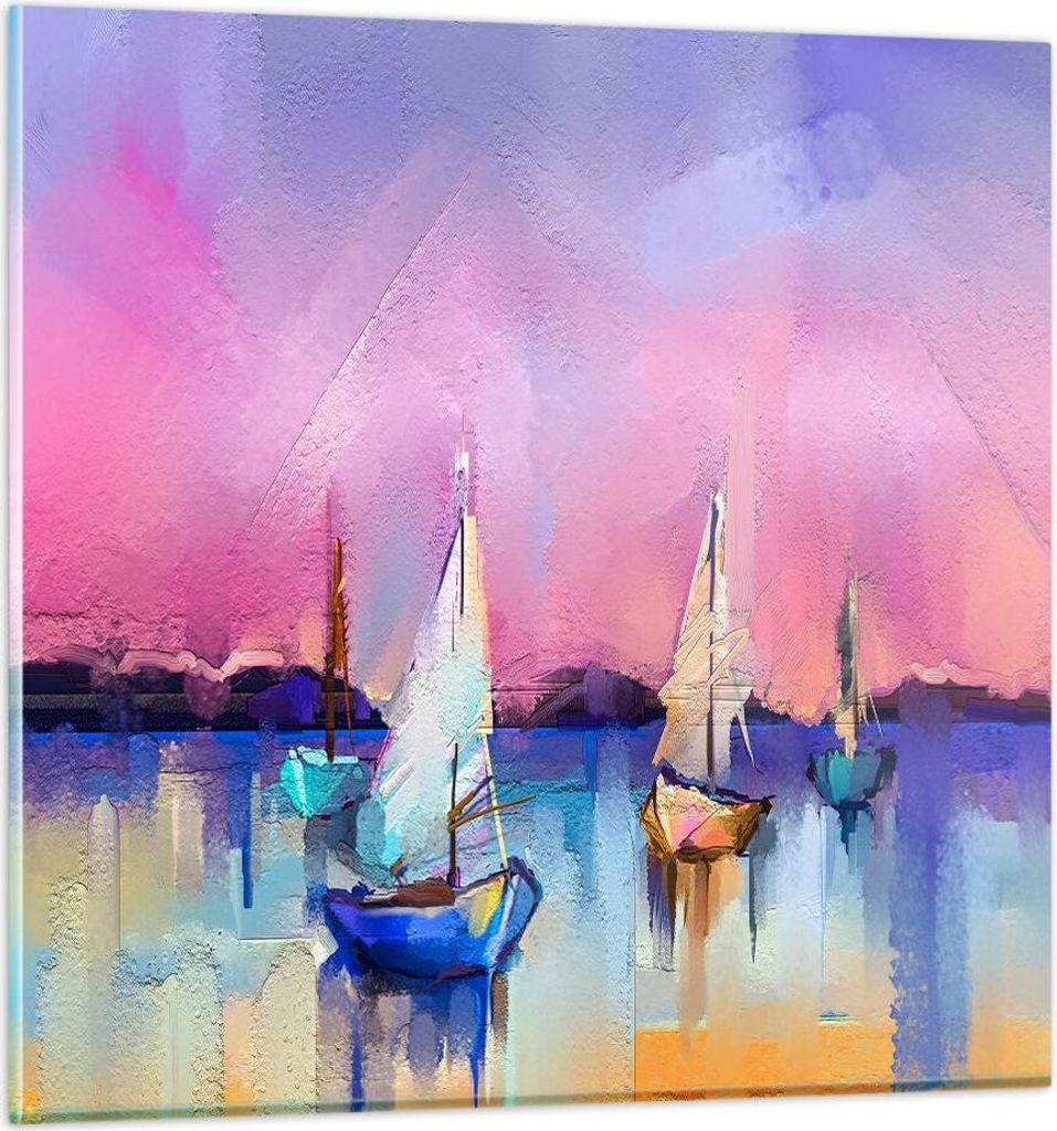 Bilder auf glas - Segelboot See - 30x30cm - Glasbilder - Wandbilder - Bilder - Kunstdruck - zum Aufhängen bereit - Wanddekoration aus Glas - Glas ...