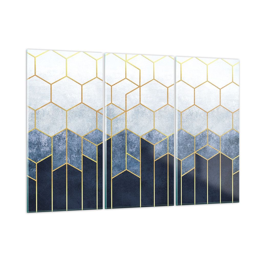 Bilder auf glas - 3 Teile - Abstraktion Figuren Geometrisch - 105x70cm - Glasbilder - Wandbilder - Bilder - Wanddekoration aus Glas - Glas Bilder -...