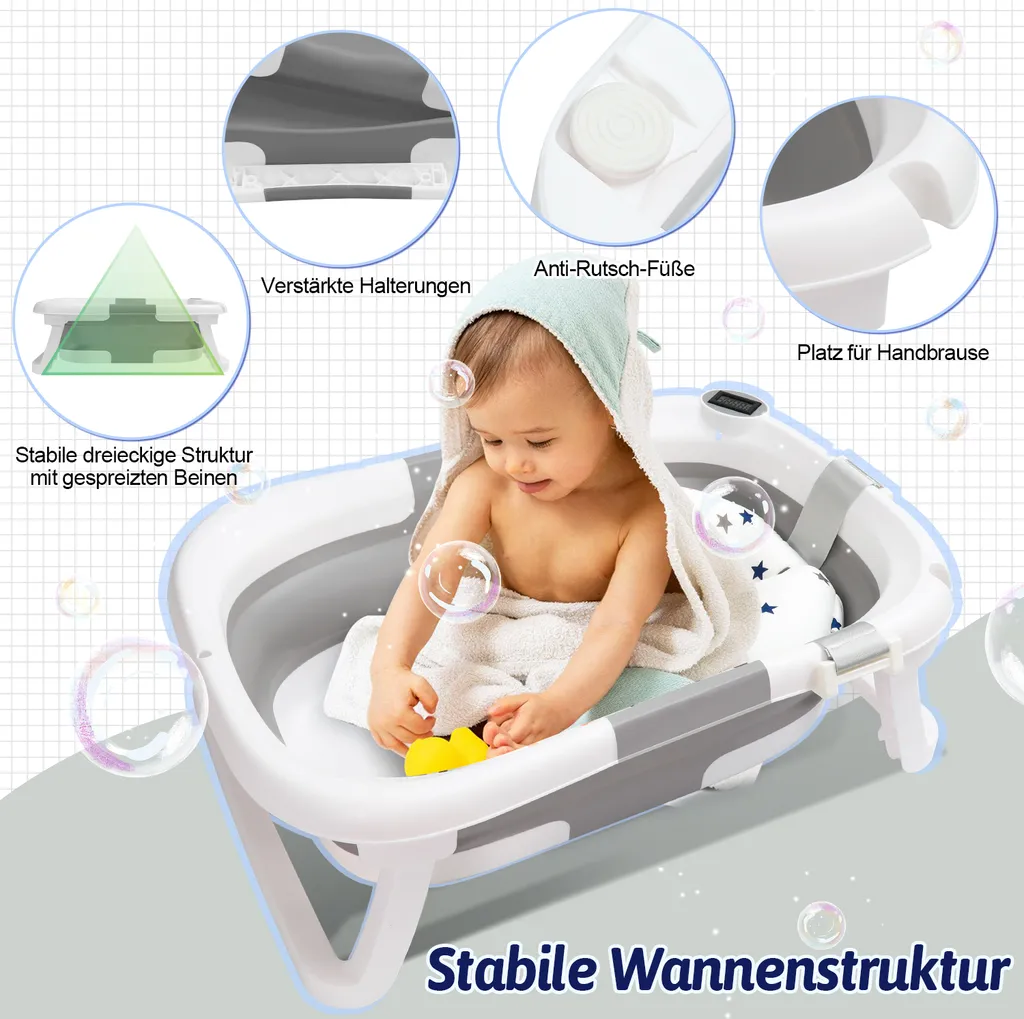 Vasca Bagno Neonato Jopassy: Design Moderno Pieghevole Salvaspazio - 6
