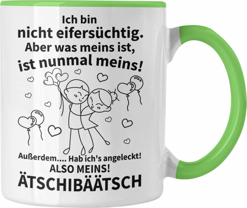 Trendation - Valentinstag Geschenk Freund Freundin Tasse Spruch Lustig Ich hab's Angeleckt Geschenkidee Frau Mann Spruch (Grün)