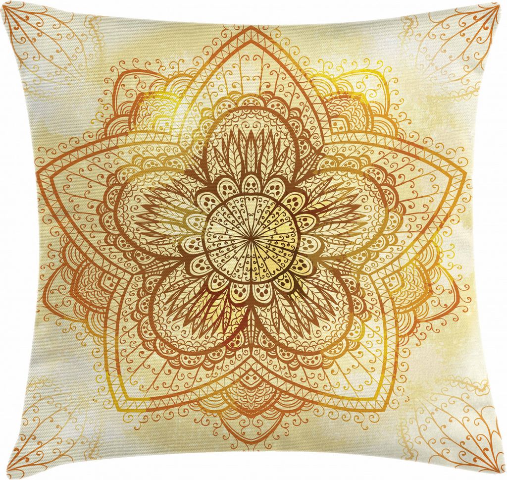 ABAKUHAUS Brown Mandala Kissenbezug, überlappten Blätter, Wasser und Schmutz resistent Waschbar Beidseitiger Druck mit Reißverschluß, 60 x 60 c...