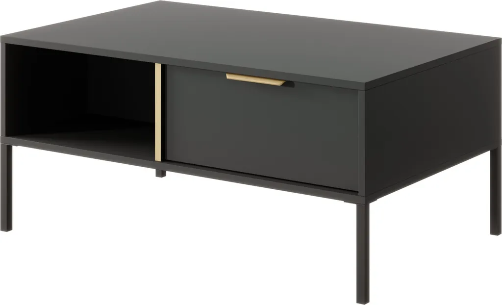 Table basse 100 cm Daros anthracite avec tiroir de rangement discret