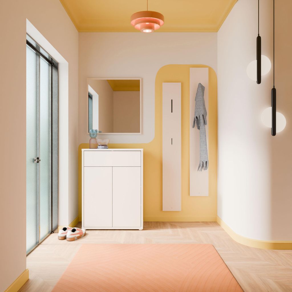 Forte ALICE SPRINGS Schuhschrank 70 80, modern-minimalistisch, 2-türig, 1 Schublade, Holzwerkstoff, Kaschmir Beige, 74,5 cm breit x 99,1 cm hoch x...