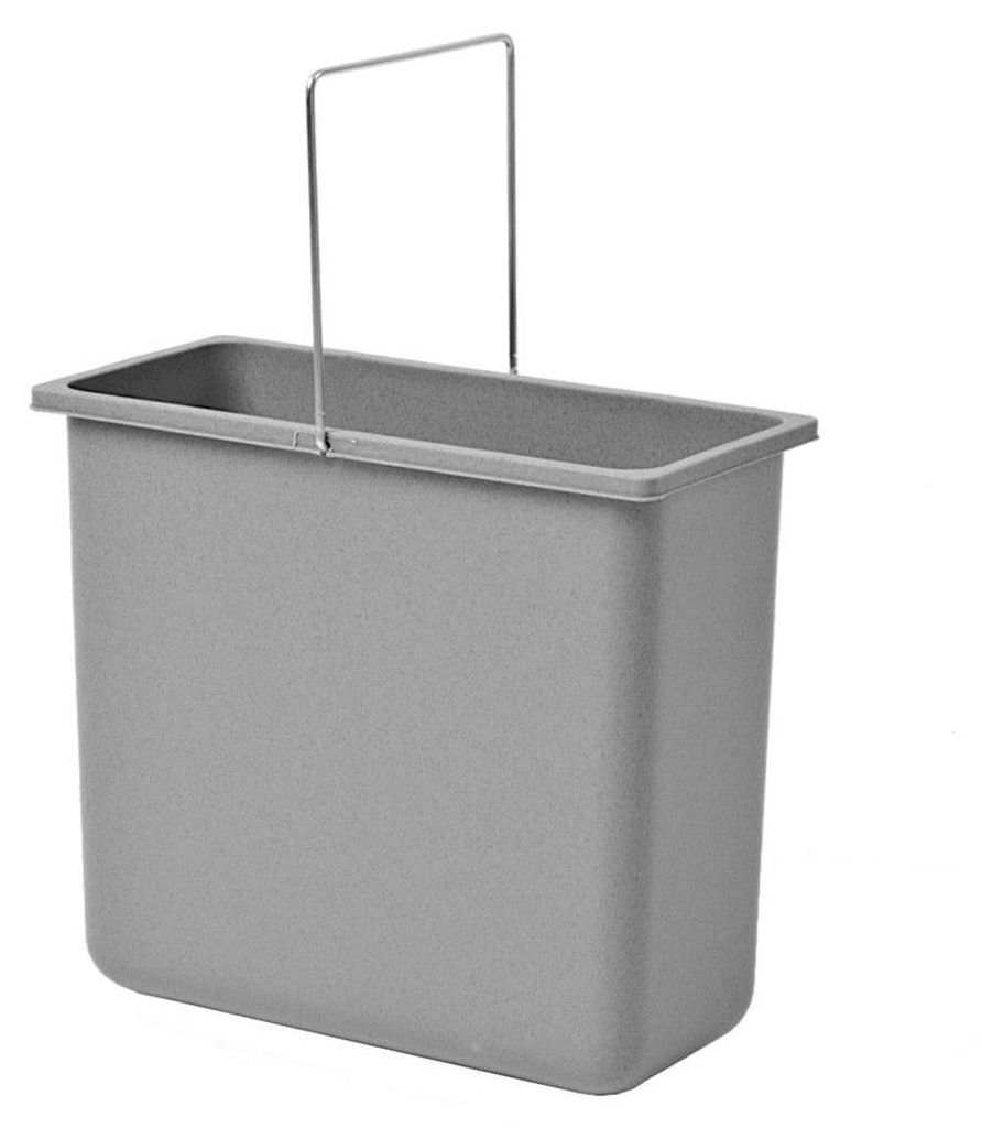 A standalone product shot of a gray bucket with a silver handle.