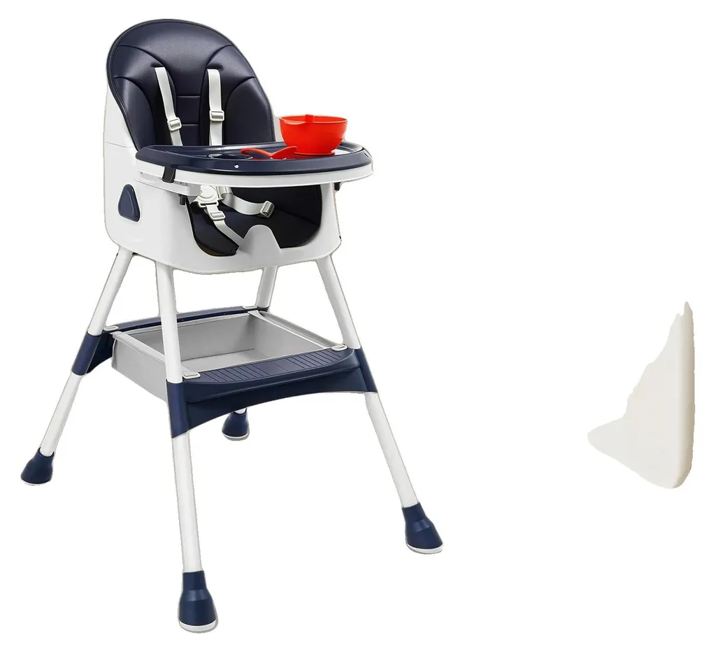 Siège de table bébé bleu évolutif avec tablette amovible et sécurité
