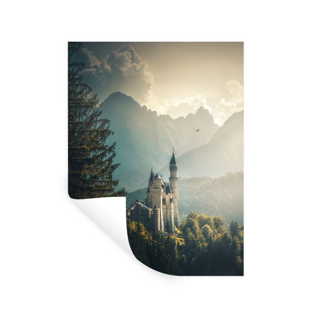 MuchoWow Wandtattoo Wandsticker Wandaufkleber Natur - Schloss - Berg - Neuschwanstein 30x40 cm Selbstklebend und Repositionierbar - Sticker - Dek...