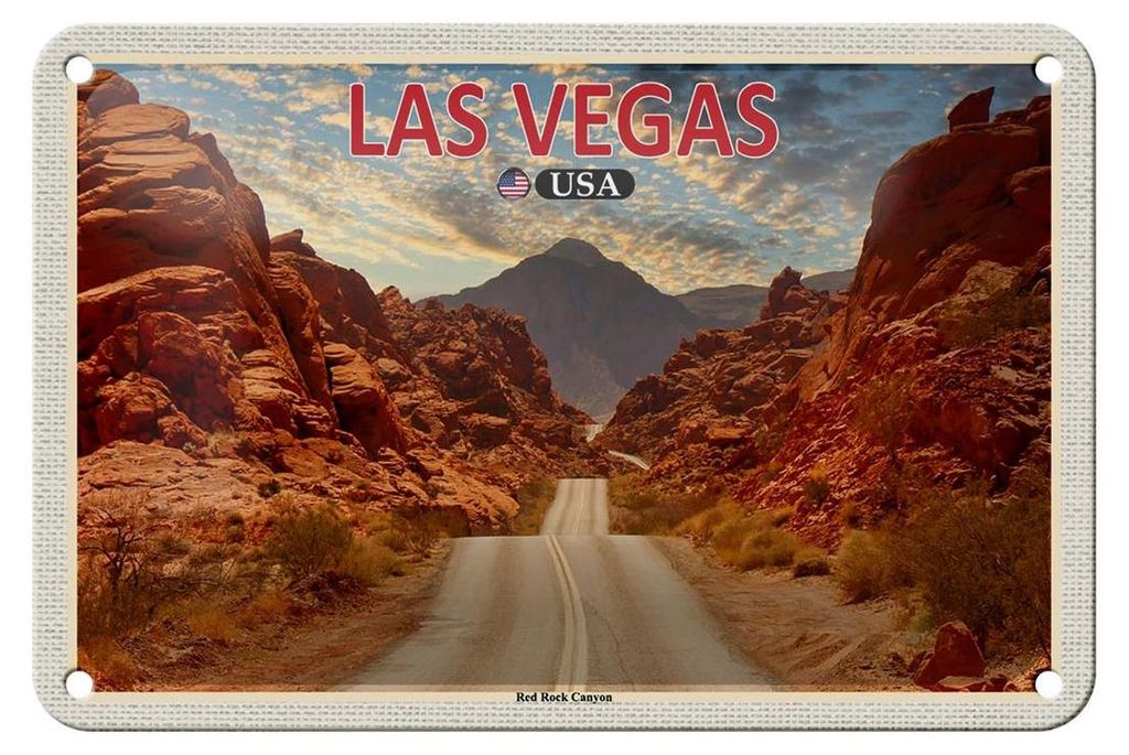 Blechschild Reise 18x12cm Las Vegas USA Red Rock Canyon Produktbild 
