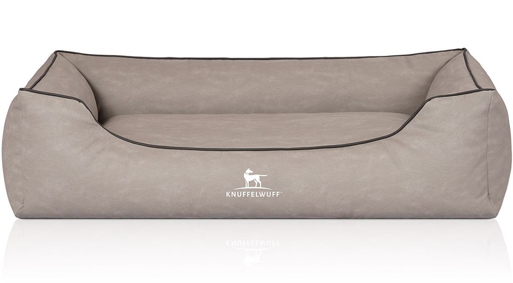 Knuffelwuff Hundebett Scottsdale aus Kunstleder XL 105 x 75cm Hellgrau