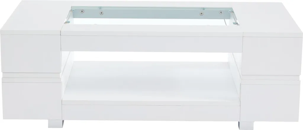Sweiko Table Basse LED Blanche Bluetooth - Table de Salon Design Moderne - 17
