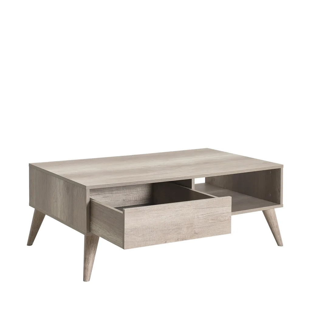 Table Basse Noyer Clair 110 cm Anti-Rayures Skye Decor pour Salon Chic