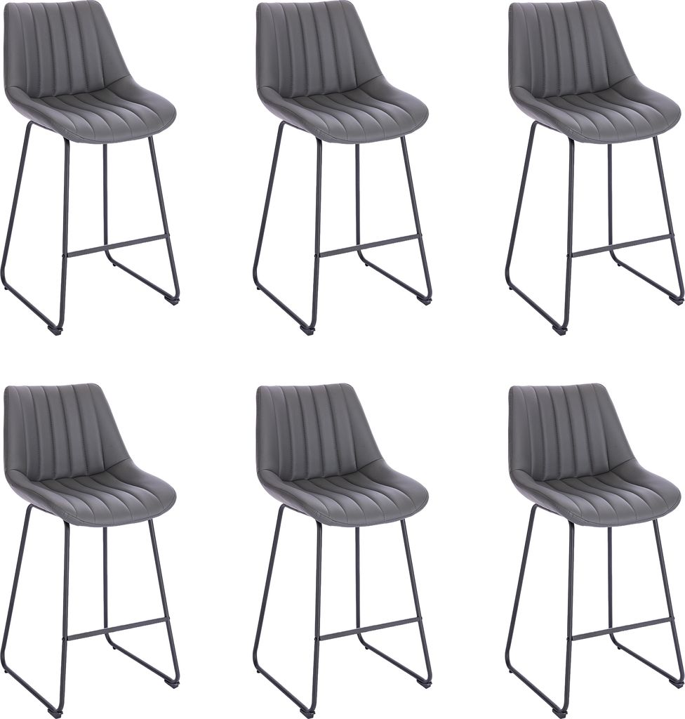 Lina Vegas Stuhl im modernen Design, Samt, Moderne Counter Höhe gepolsterte Barstuhl mit Fußstütze, Metallgestell Wohnzimmer - 6er Set - Dunke...