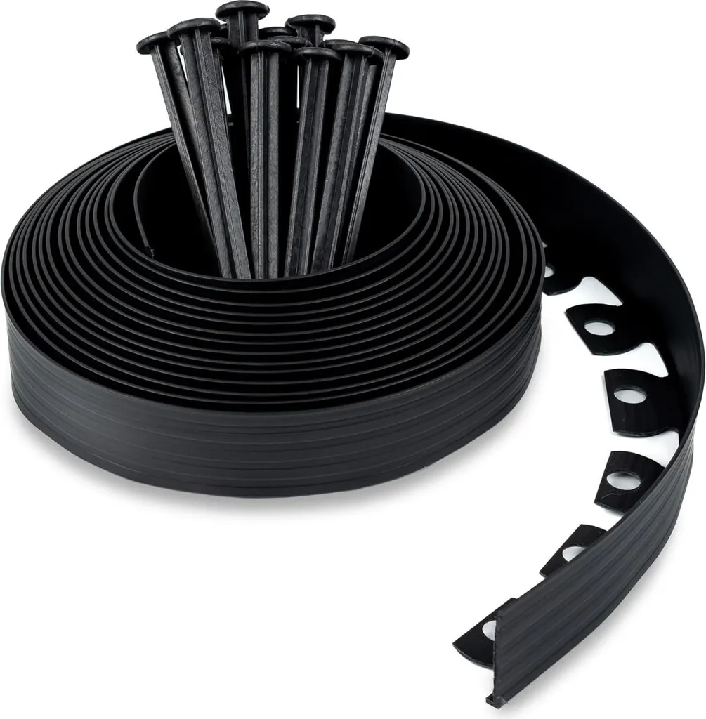 Séparateur de jardin noir 10m pour délimiter pelouse et massifs fleurs