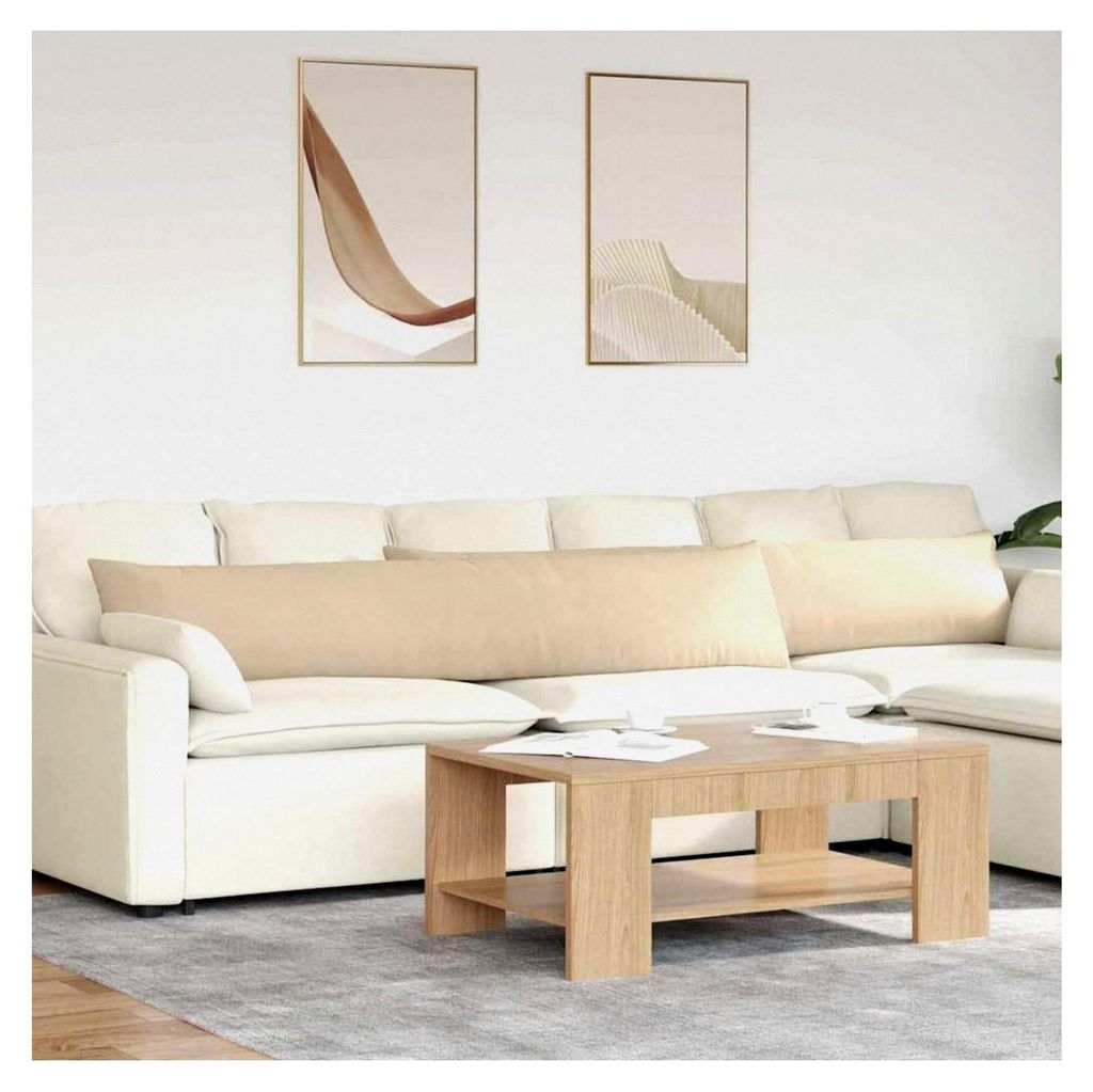 Sofakissen 2 Stück Creme 200 x 40 cm Stoff für Wohnzimmer, Sofa, Schlafzimmer