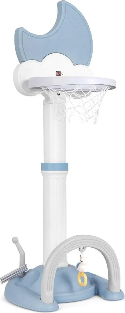 Aire de Jeux Sportive Intérieur et Extérieur 4 en 1 Panier de Basket Bleu
