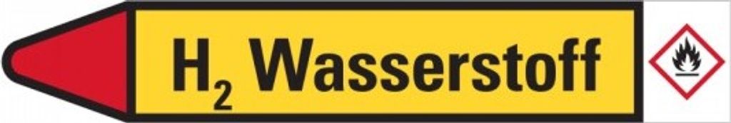 Dreifke Aufkleber I RKZ-Etikett H2 Wasserstoff, links, gelb/schwarz/rot, für...