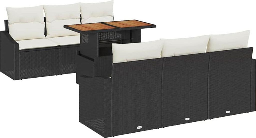 (Robust Möbel) Garten-Sofa-Set - Balkonmöbel/Loungeset - elegantes Design - mit Kissen mit Kissen 7 pcs Schwarz und Creme - 100x55x73cm - Gar...