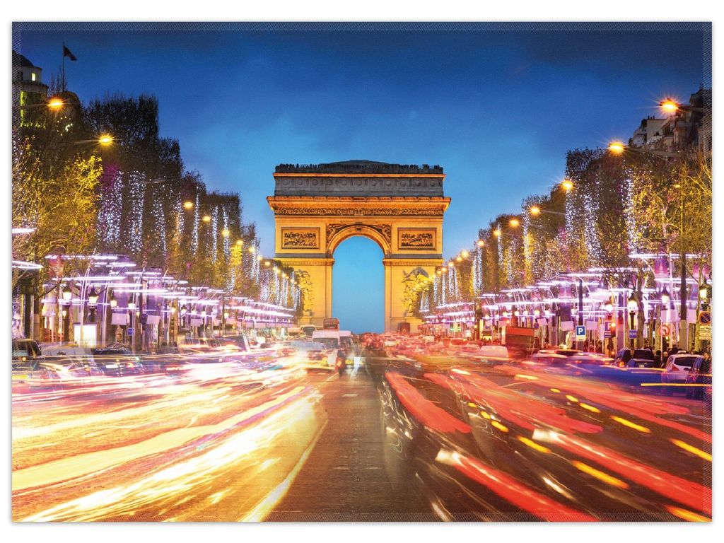Wallario Premium Teppich, Größe 50 x 70 cm, Arc de triomphe in Paris bei Nacht