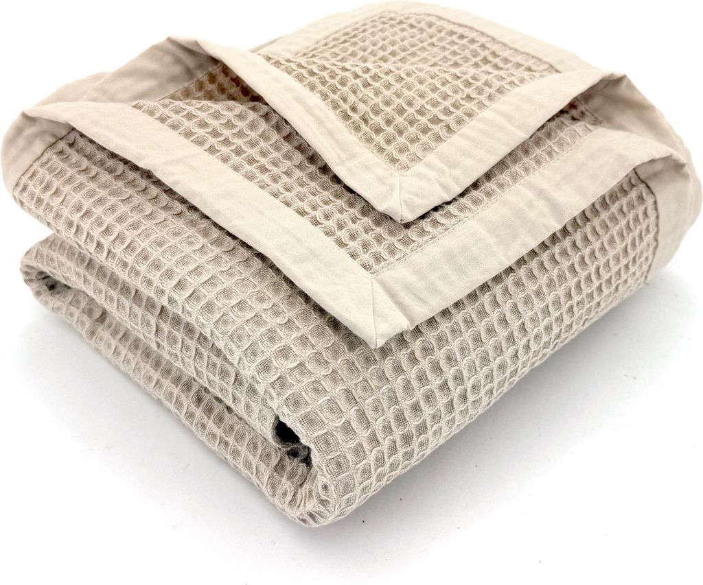 Heimtexland Wohndecke Sommerbettdecke Waffelpique leichte Sommerdecke Sofadecke 100% Baumwolle Kuscheldecke 150x140 cm atmungsaktiv temperaturau...