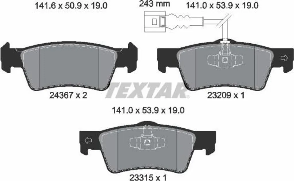 Jeu de Plaquettes de Frein Textar 2436704 pour Sécurité VW Touareg OE