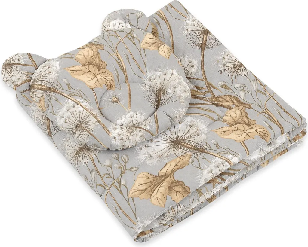 Couette et oreiller profilé Nalle ensemble 2 pièces gris pissenlits