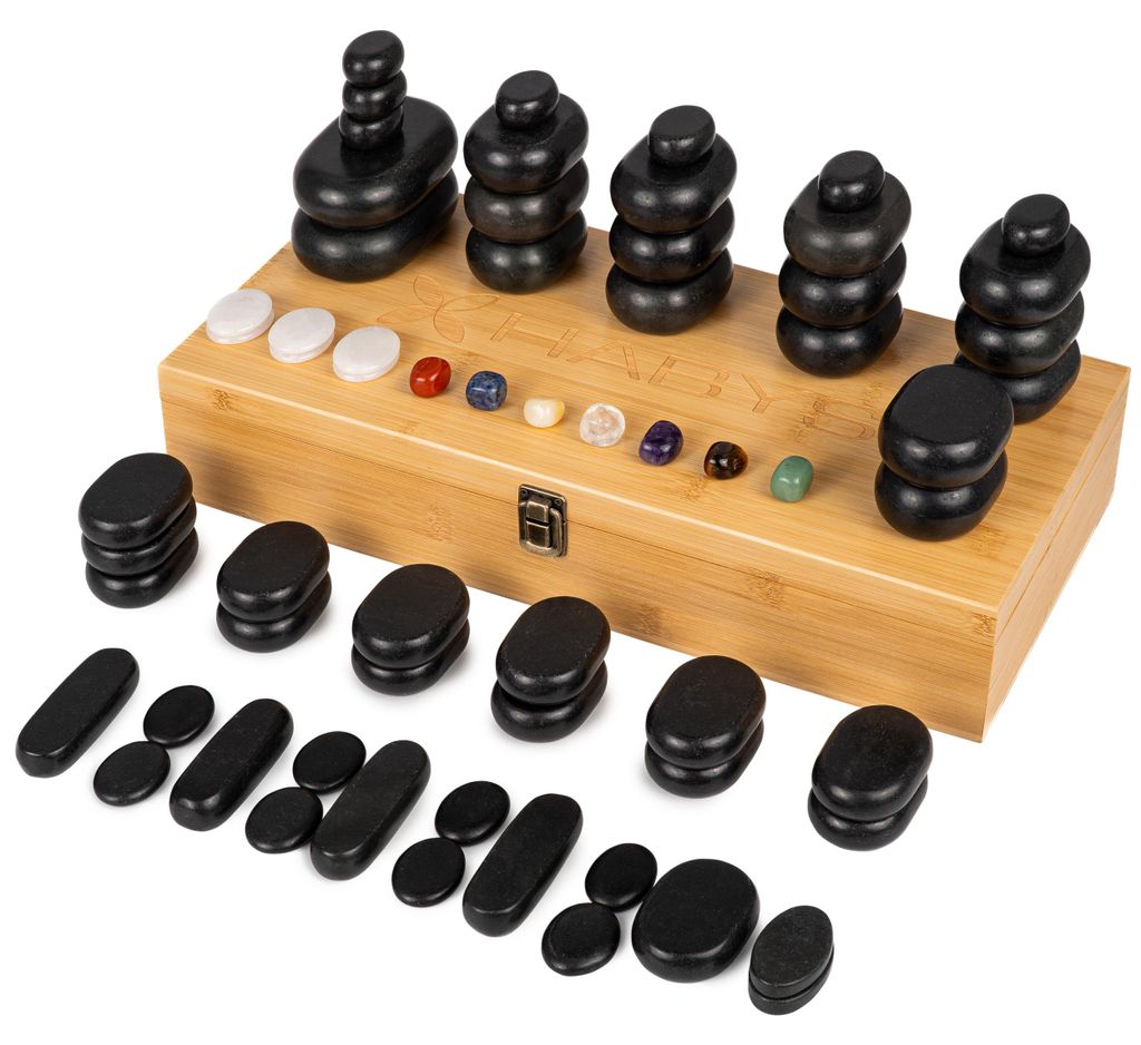 Habys Hot Stone Massagestein-Set 64-teilig, aus Basalt, mit Produktbild 