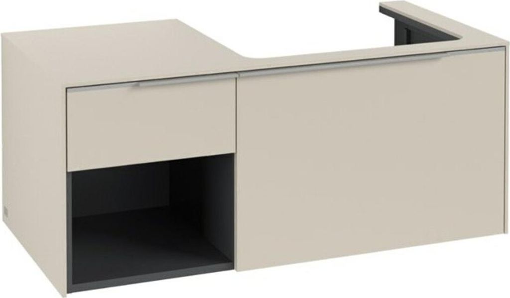 Villeroy & Boch Subway 3.0 Waschbeckenunterschrank, 2 Auszüge, Waschbecken rechts, Regalelement unten links, 1001x422,5x516mm, C57100VN