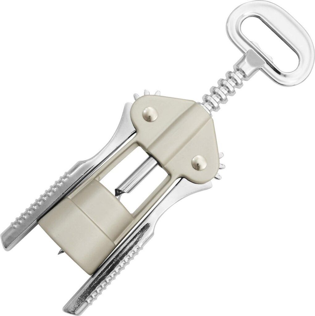 Fackelmann Wein-/Proseccoöffner, Korkenzieher für Kunststoffkorken, Kellnermesser mit Kapselheber (Farbe: Silber/Beige)