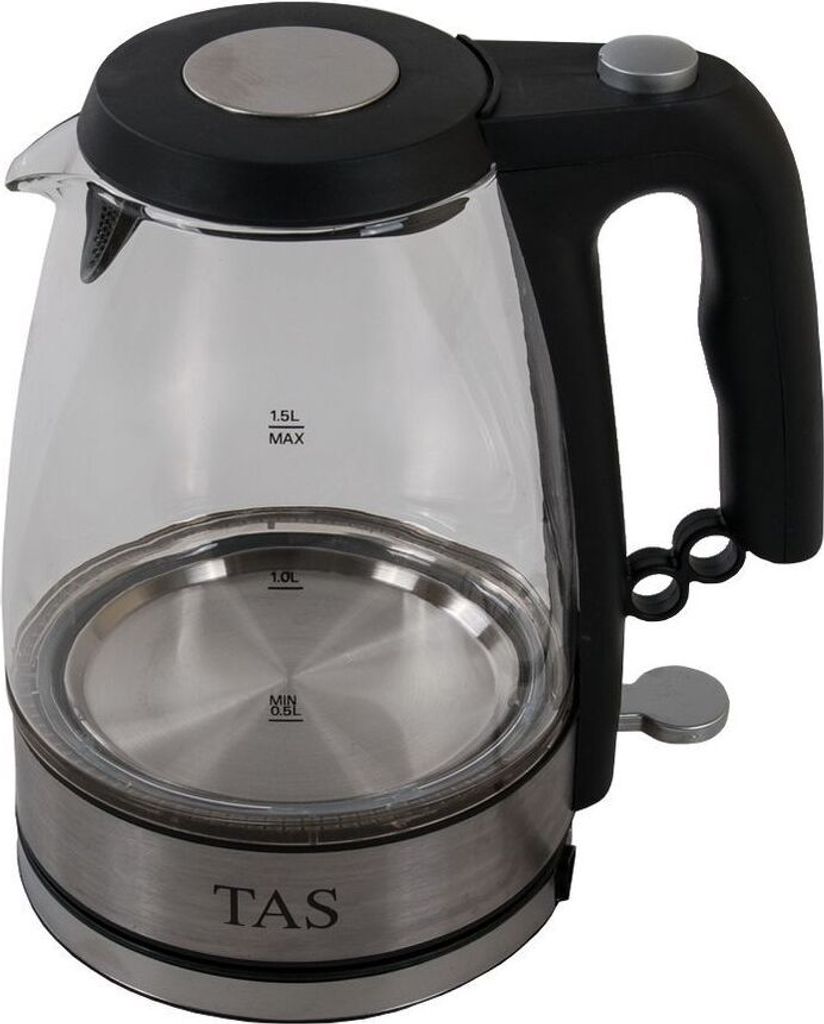 BURI TAS Glas LED Wasserkocher 1,5 Liter schnurlos 1800W 360° Teekocher Teekessel