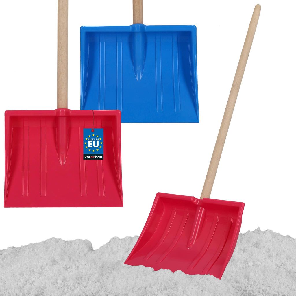 KOTARBAU 2er Set Schneeschaufel für Kinder 25 x 20 cm Schnee Schaufel mit Holzstiel 82 cm Kinderschaufel Leicht & Sicher Schneeschieber Klein Bl...