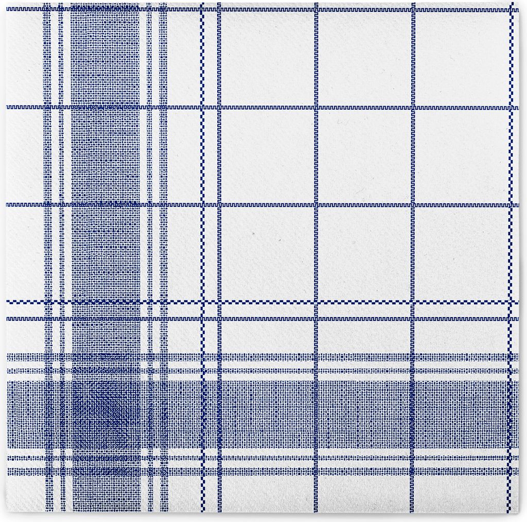 XL Airlaid Serviette Nadeem in Blau, 48 x 48 cm, 50 Stück - Mank - Gitterstreifen Leinenstruktur