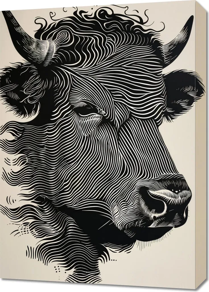 Décoration Murale Taureau 50 x 70 cm - Idéal Salon et Bureau Moderne