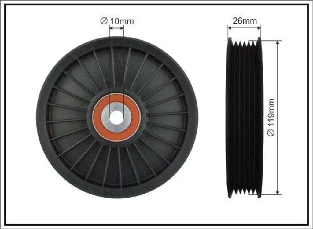 CAFFARO 89-26 Umlenkrolle Keilrippenriemen 119mm passend für MERCEDES-BENZ SPRINTER 4-t Kasten (904) für OPEL Vectra C Caravan (Z02) INSIGNIA fü...