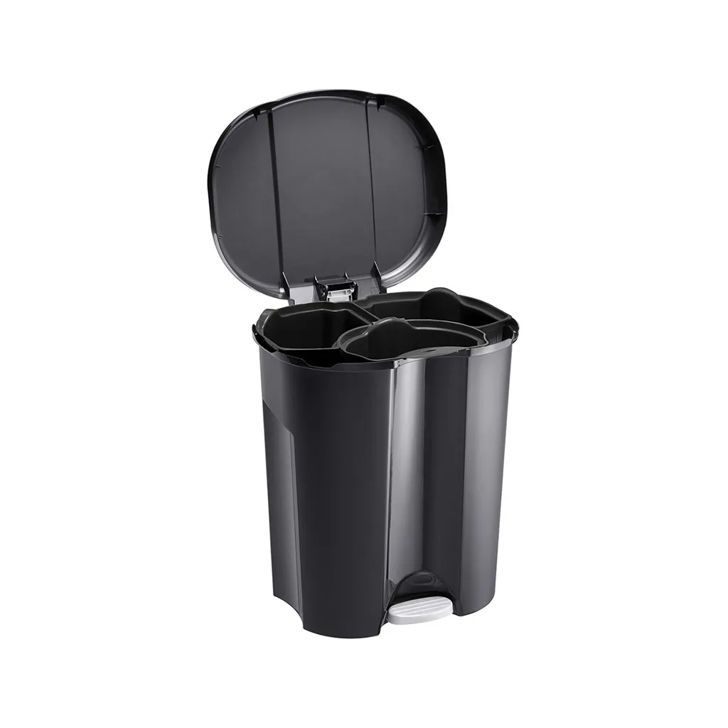 Collecteur de tri pour cuisine Trio Rotho noir 40 litres à pédale