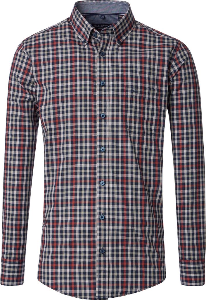 CASAMODA Herren Freizeithemd Langarm Button-Down Casual Rot kariert XXL