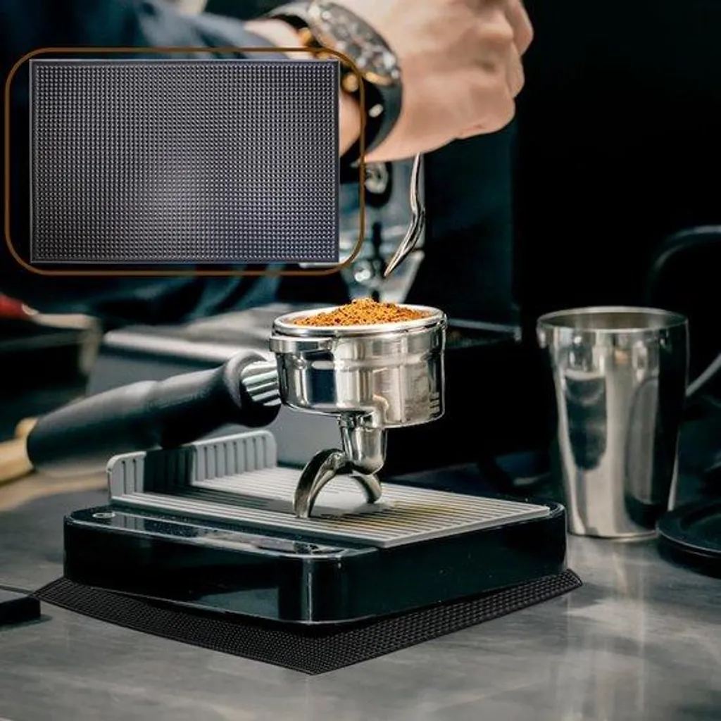 Tapis en silicone pour machine à café noir antidérapant 48x30 cm
