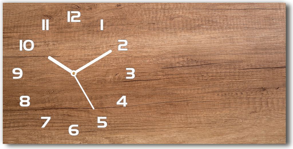 Wanduhr aus Glas – 60x30 cm - Glasbild - Glasuhr - Gehärtetes Glas - weisse-zeiger – Holz