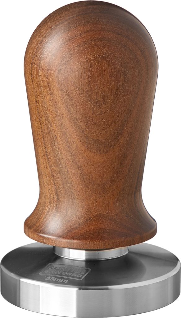 scarlet espresso | Tamper »Perfetto« für Barista; auf 35 lbs Anpressdruck kalibiriert; mit Alu- oder Edelholzgriff und Präzisions-Edelstahlbasi...