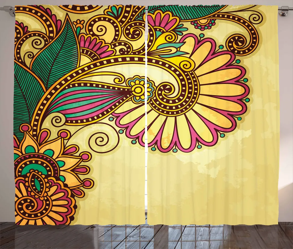 ABAKUHAUS Tenda Rustica Fiori Multicolore 280x175 cm - Arredo Soggiorno