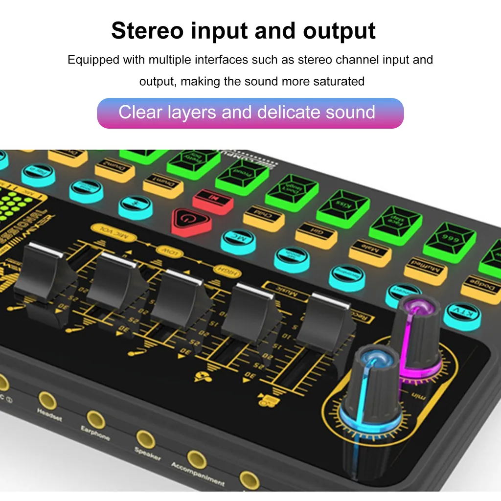 Carte son live USB Bluetooth pour streaming et DJ avec volume ajustable