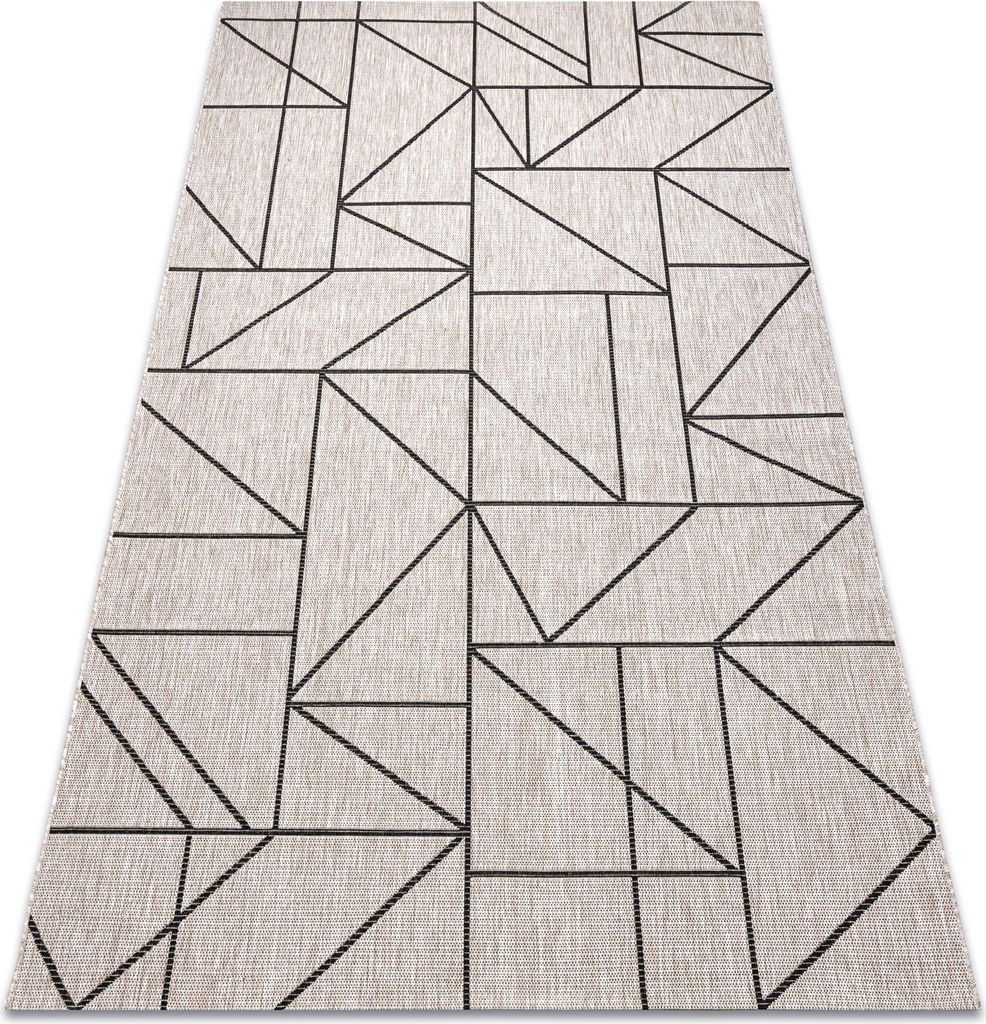 TEPPICH SIZAL FLOORLUX 20605 silber / schwarz / beige DREIECKE, GEOMETRISCH beige 200x290 cm