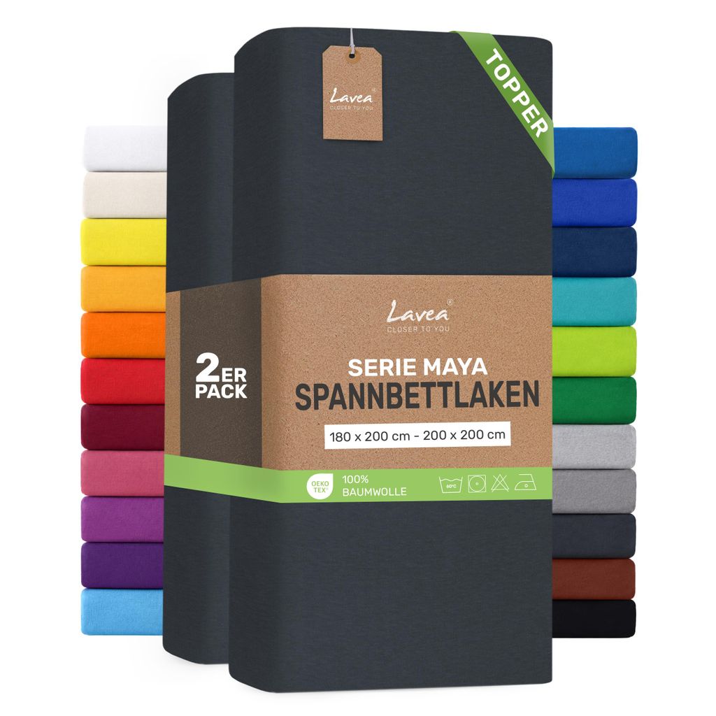 Lavea® 2er Pack Topper Spannbettlaken 180/200x200 cm, Produktbild 