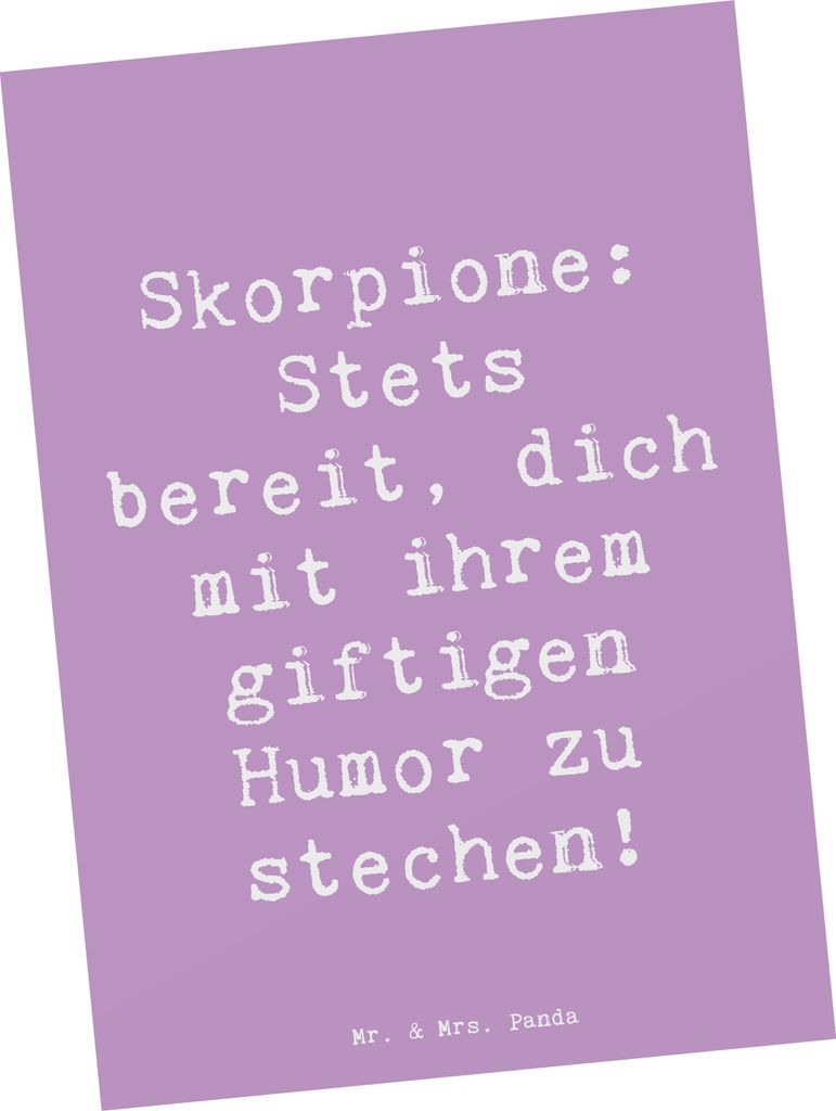 Mr. & Mrs. Panda Grußkarte Spruch Skorpion Humor - Lavendeltraum - Geschenk, Eifersucht, Postkarten, Eigenschaften, Horoskop, Ansichtskarten, Post...