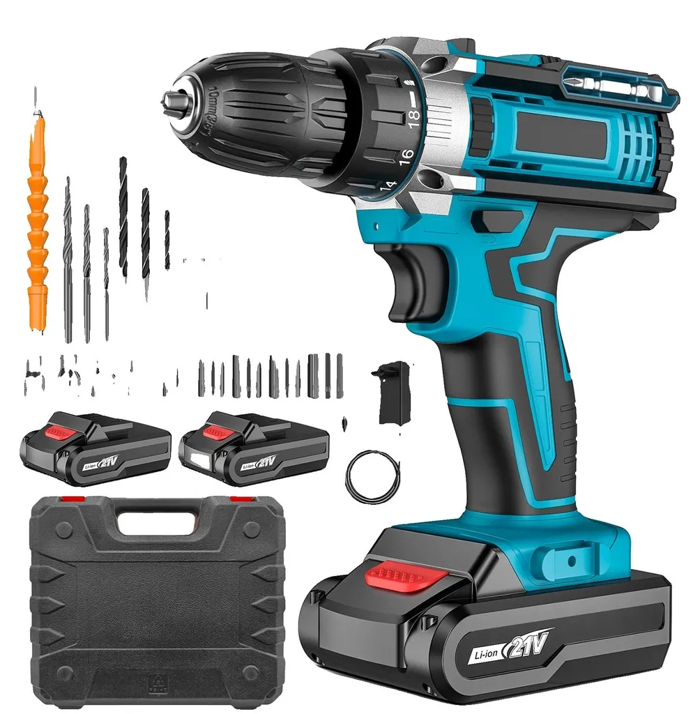 Perceuse visseuse sans fil 32 réglages de couple et 2 batteries 2Ah
