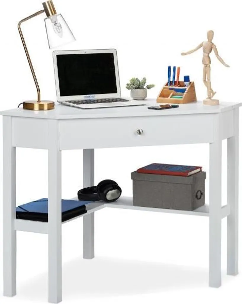 Bureau d'angle blanc gain de place pour petits appartements et studios